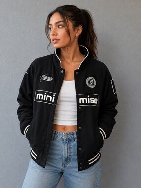 H&M Divided Varsity Style Bomber Motif Jacket